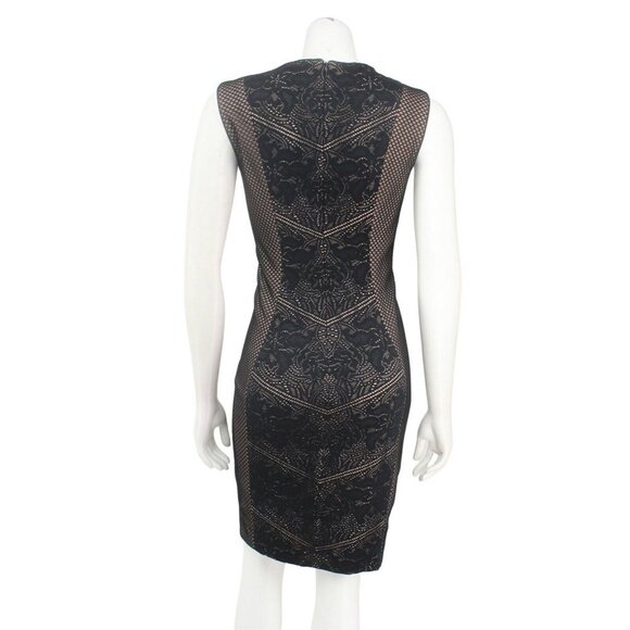 Dress The Population Black Tori Lace Chevron Stripe Mesh Sheath Dress Size S - Picture 5 of 7